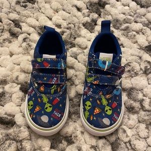 Vans toddler shoe size 8 with space cartoons and pizza brand new